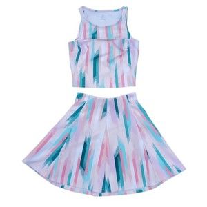 Decree Pink Geometric Skirt and Tank Top Set